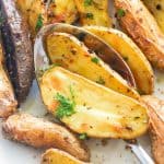 Roasted Fingerling Potatoes with a spoon