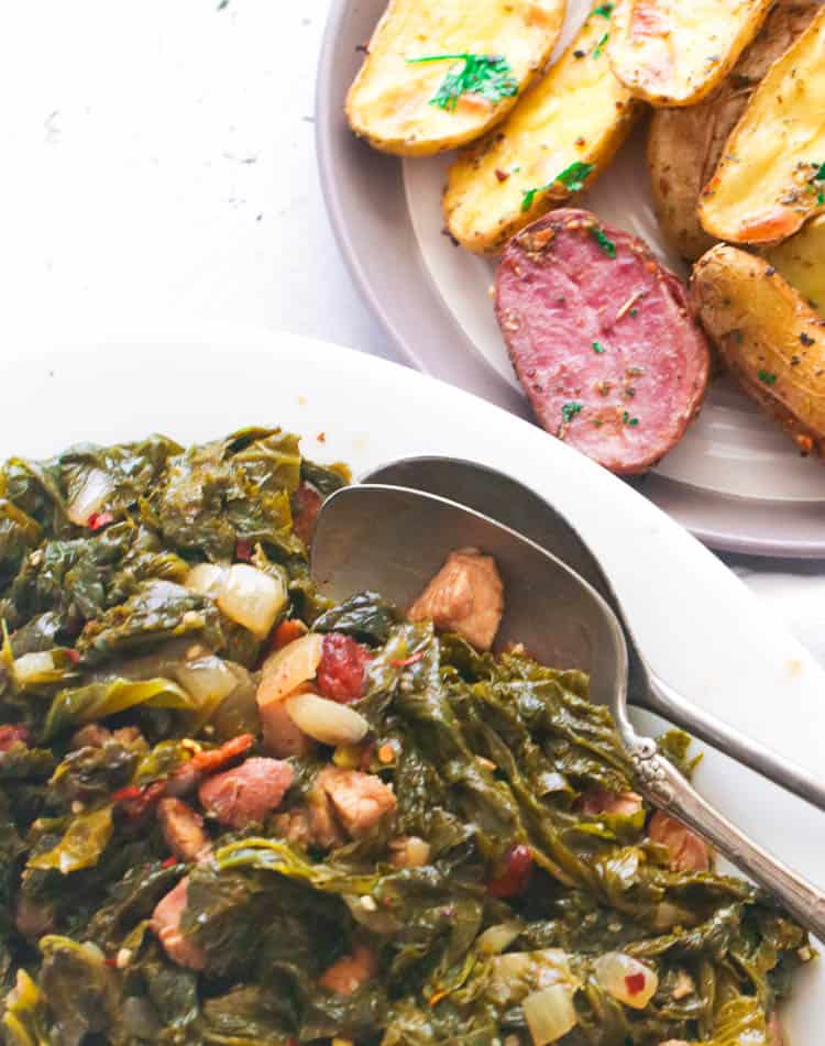 Southern Mustard Greens with potatoes