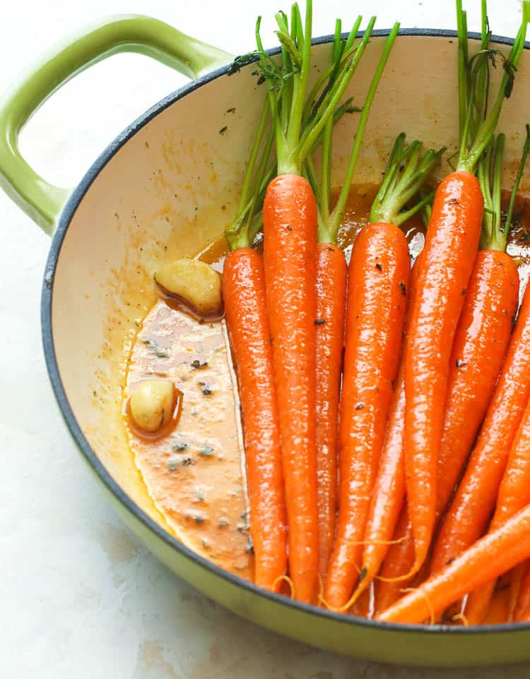 A Green Pan of Honey Glazed Carrots 
