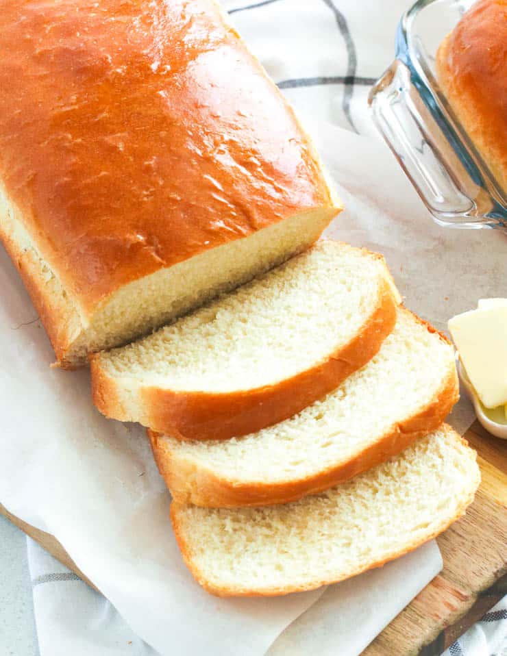 Sliced White Bread on a Chopping Board