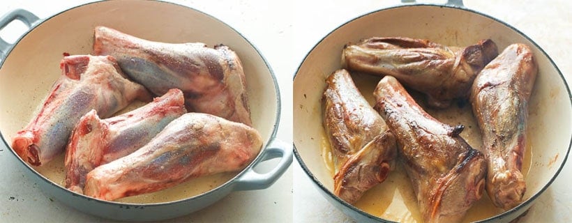 Searing the Lamb Shanks