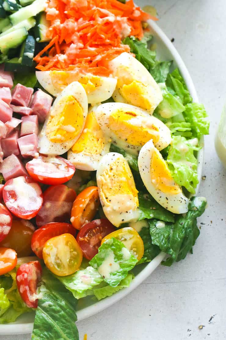 a platter of low carb chef salad