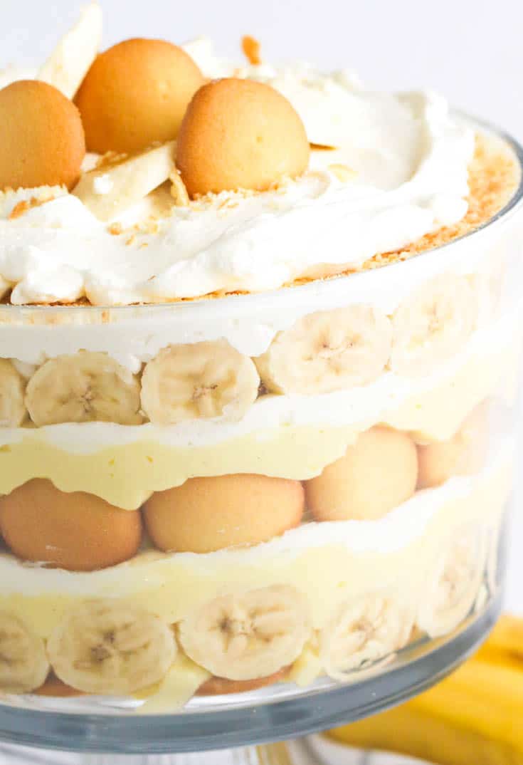 Upclose Shot of Whipped Cream Topped Banana Pudding