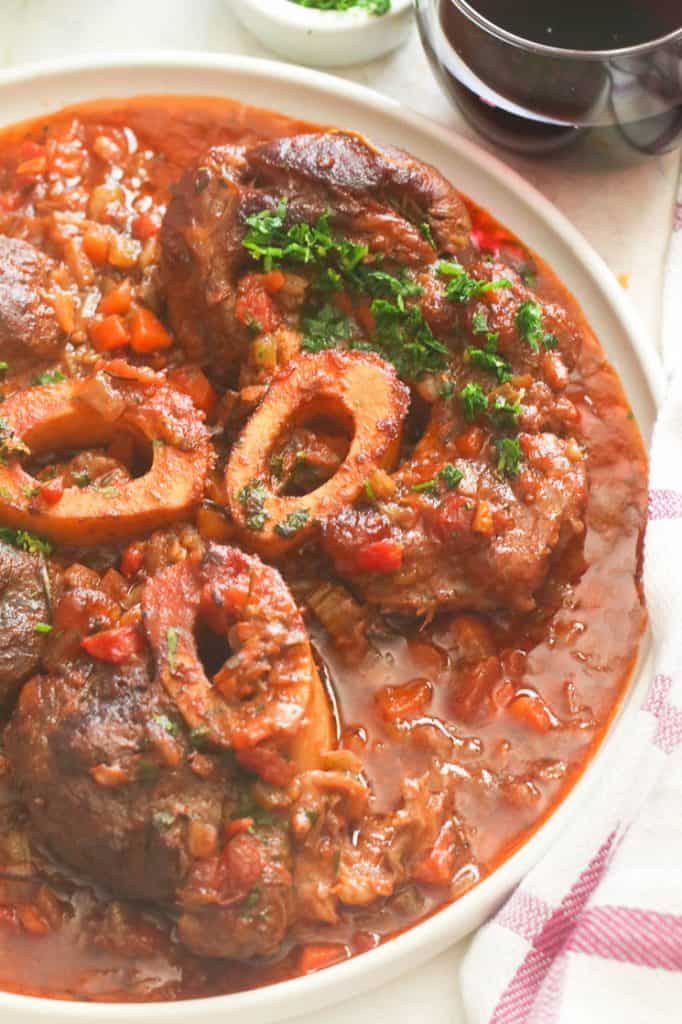 A bowl of beef osso bucco