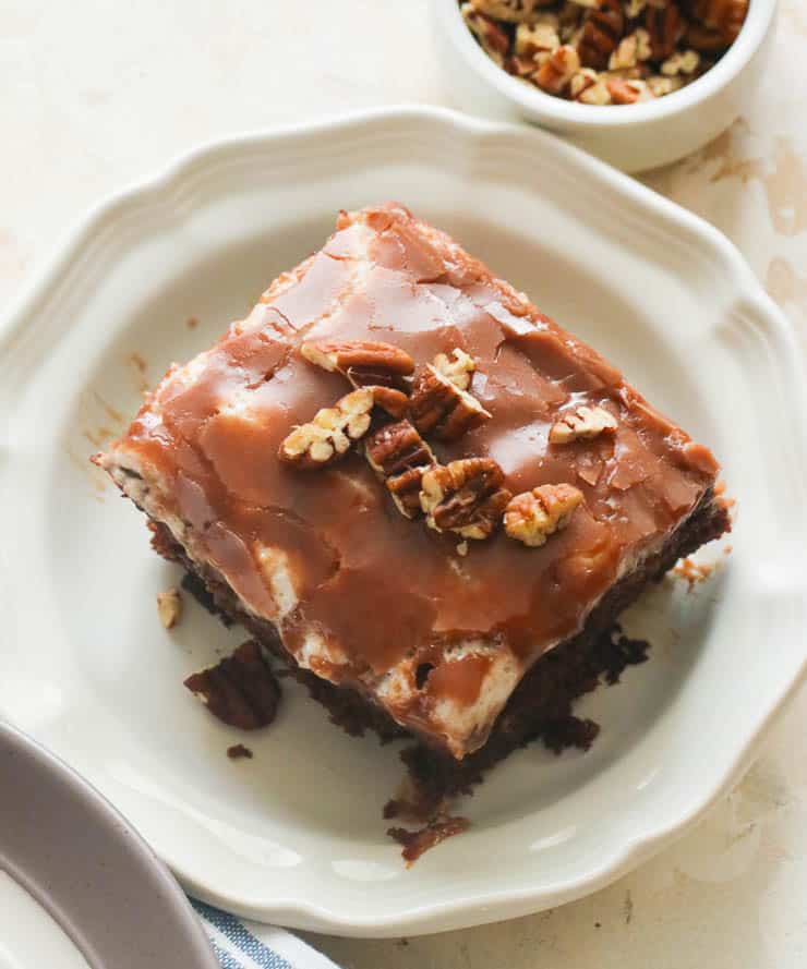 Enjoying a slice of Mississippi Mud Cake