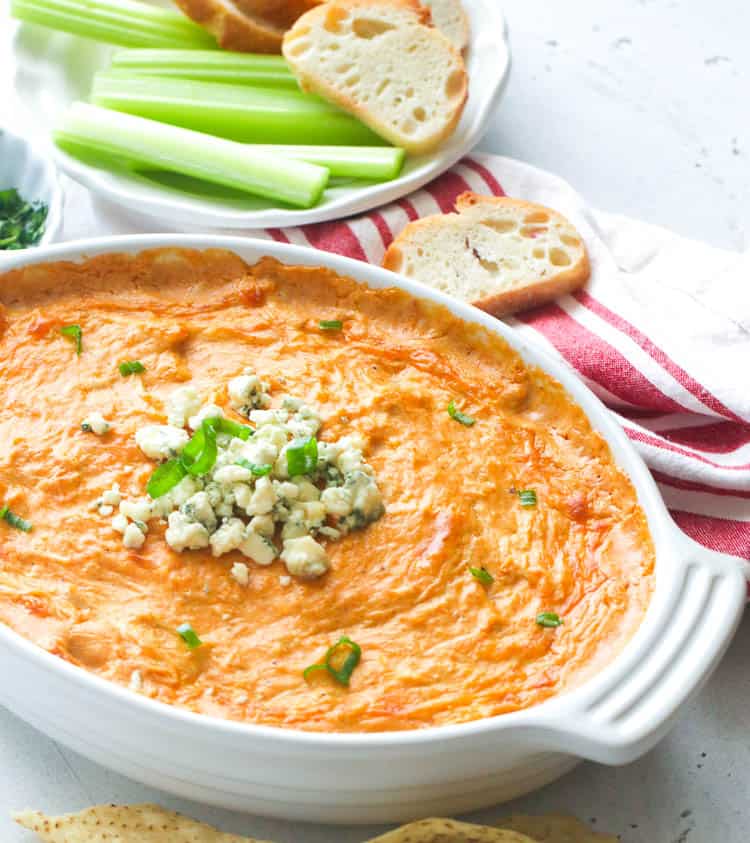 Buffalo Chicken Dip perfect for an appetizer plate on Super Bowl Day