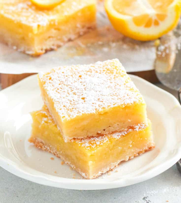 Lemon Bars in a Plate