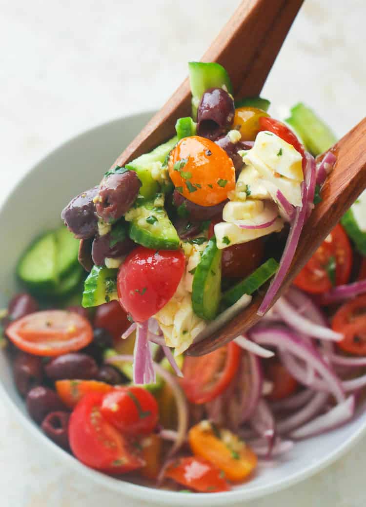 A bowl of healthy Greek Salad