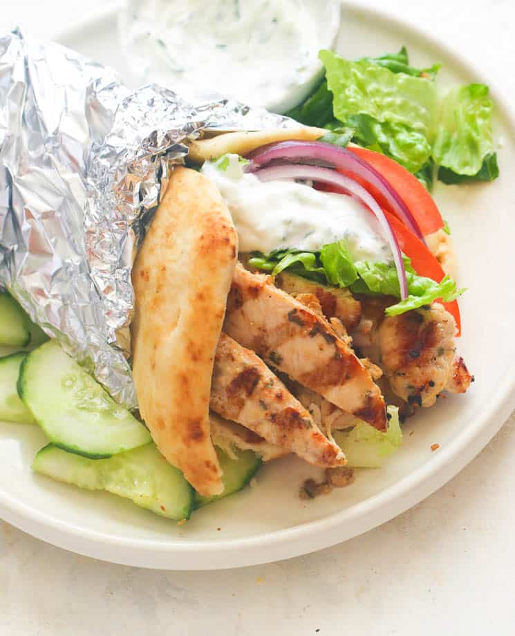 Easy Greek recipes featuring chicken gyros in a tin foil