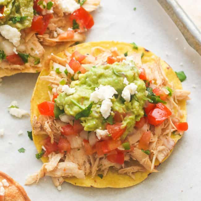 Chicken Tostadas perfect for using as a ground chicken recipe