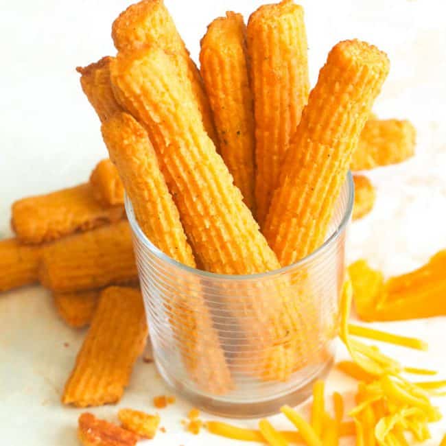 Southern Cheese Straws in a glass