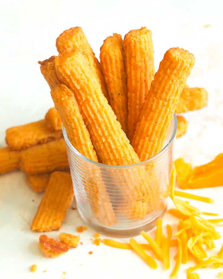 Southern Cheese Straws in a glass