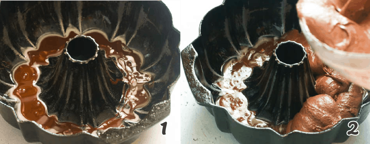 cake batter in a bundt pan