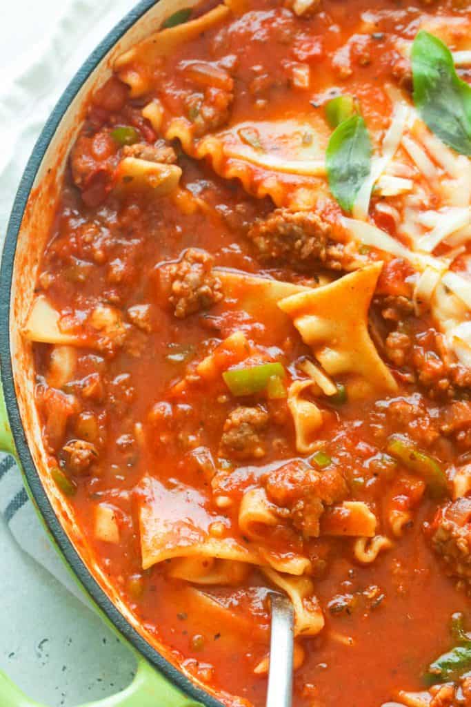Lasagna Soup is a must-have on any list of ground pork recipes