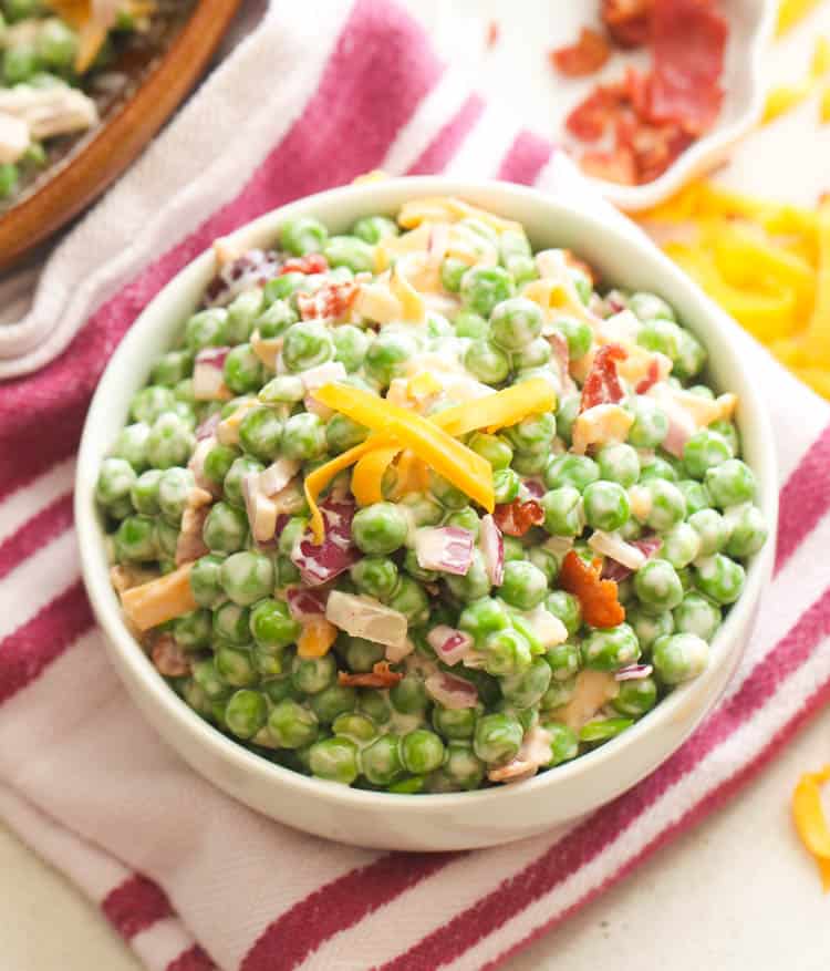 Pea Salad Topped with Cheese