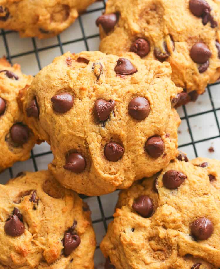 Freshly baked Pumpkin Chocolate Chip Cookies