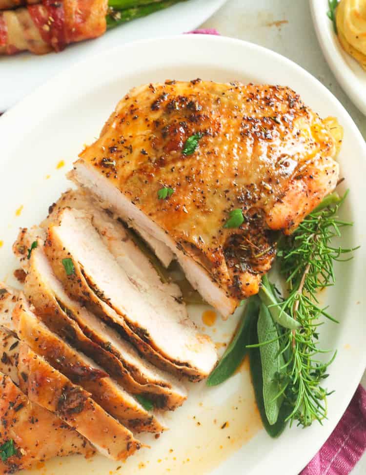 Juicy Roast Turkey Breast sliced and ready to enjoy