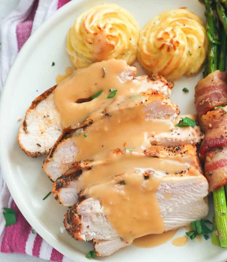 Insanely delicious Roast Turkey Breast with mashed potatoes and homemade gravy