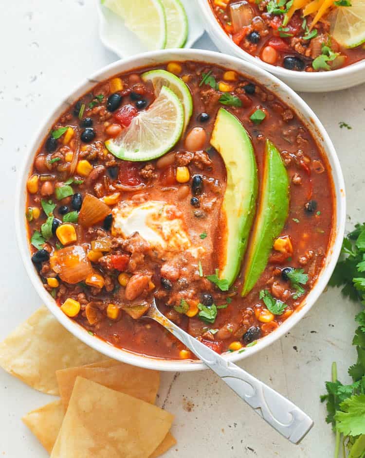 Taco Soup with avocado