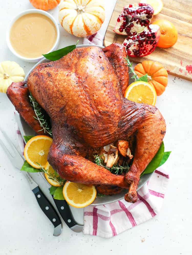 Smoked turkey on a plate