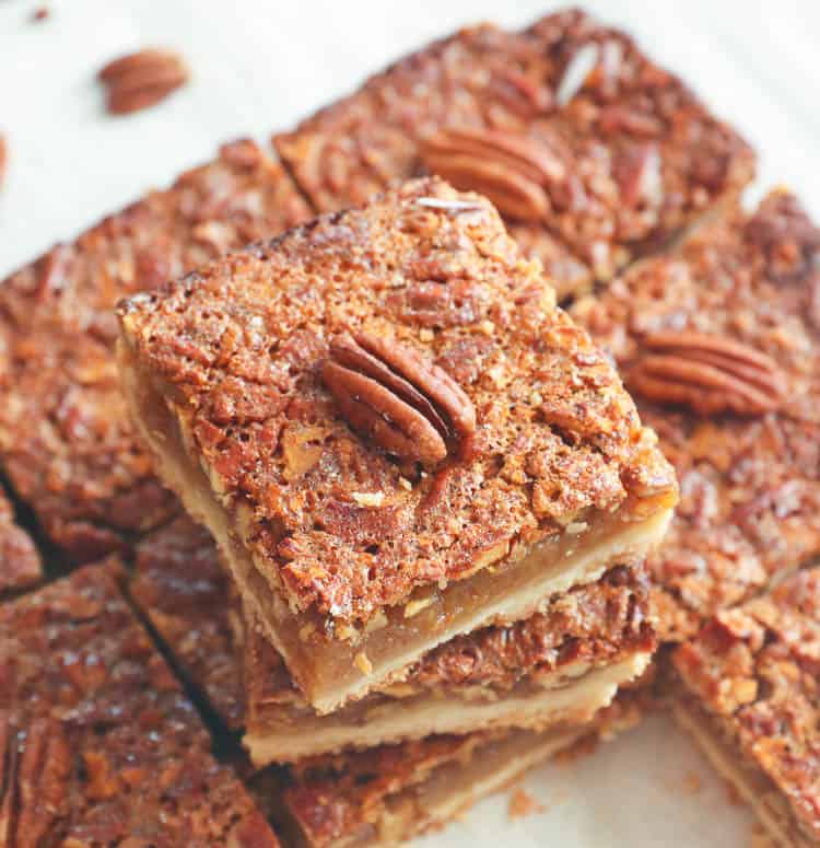Decadent Pecan Pie Bars sliced and ready to serve