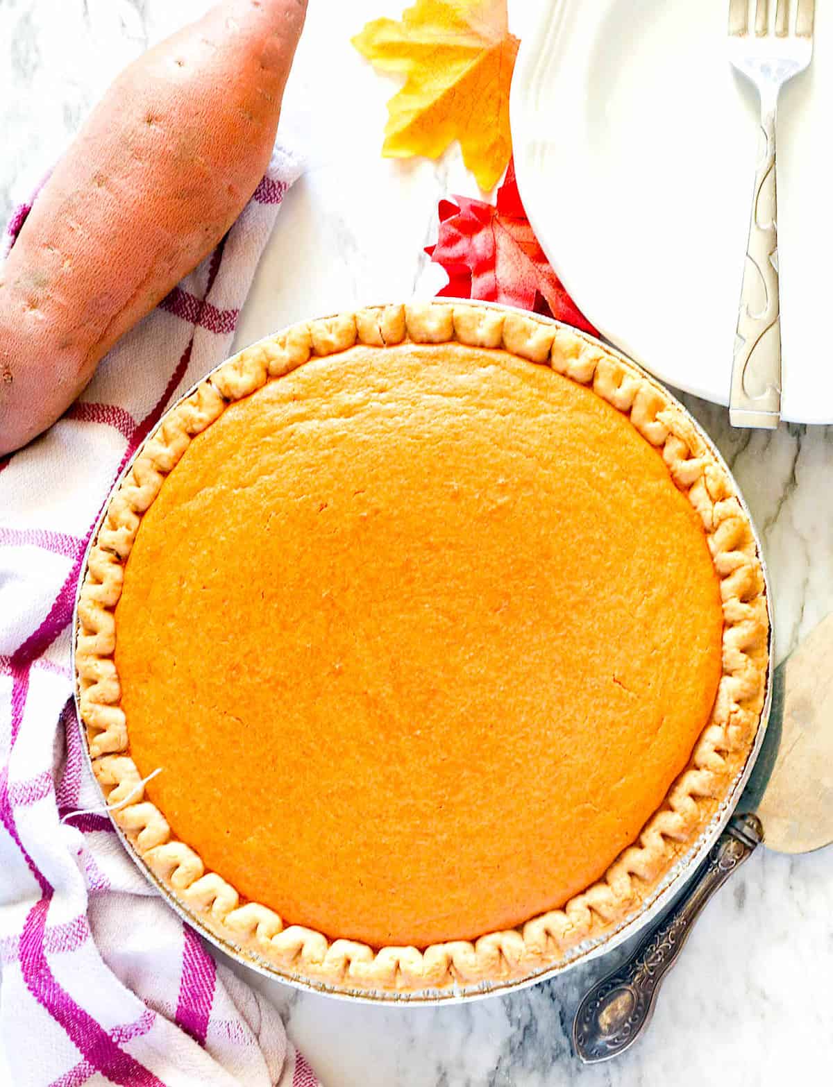 Sweet potato pie fresh from the oven