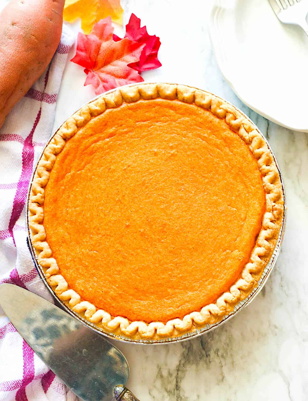 Freshly made sweet potato pie for an insanely delicious treat