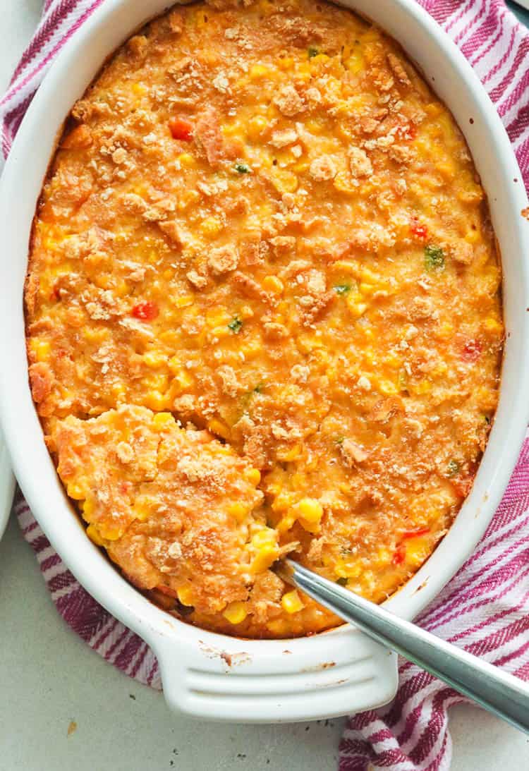 Scalloped Corn fresh from the oven and ready to serve