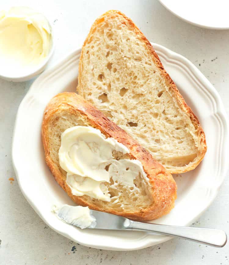 No Knead Bread with Butter Spread