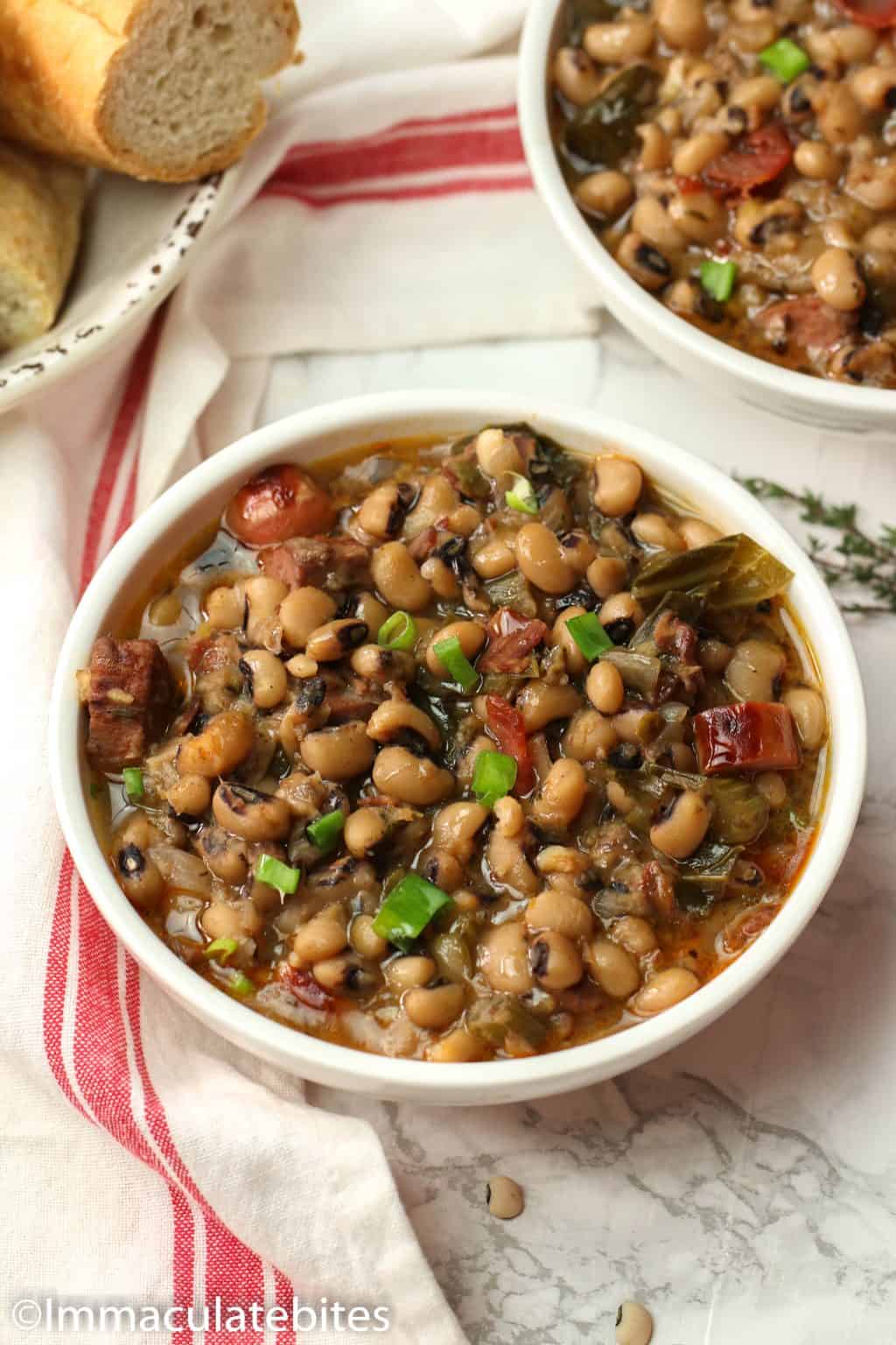 A bowl of instant pot black eyed peas