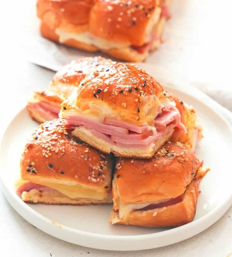 Ham and Cheese Sliders on a Plate