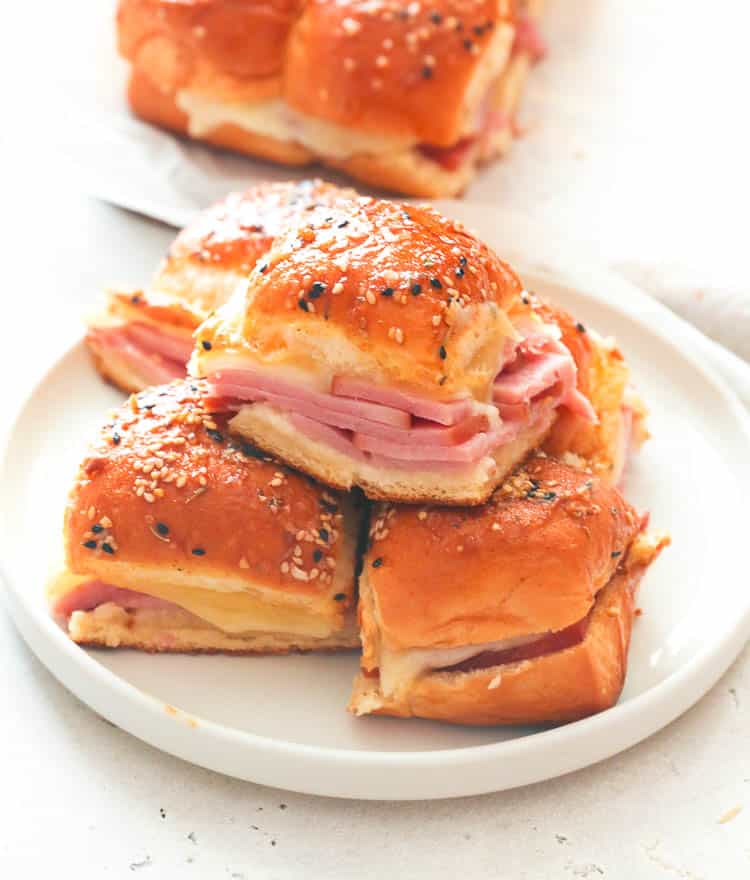 Ham and Cheese Sliders on a Plate