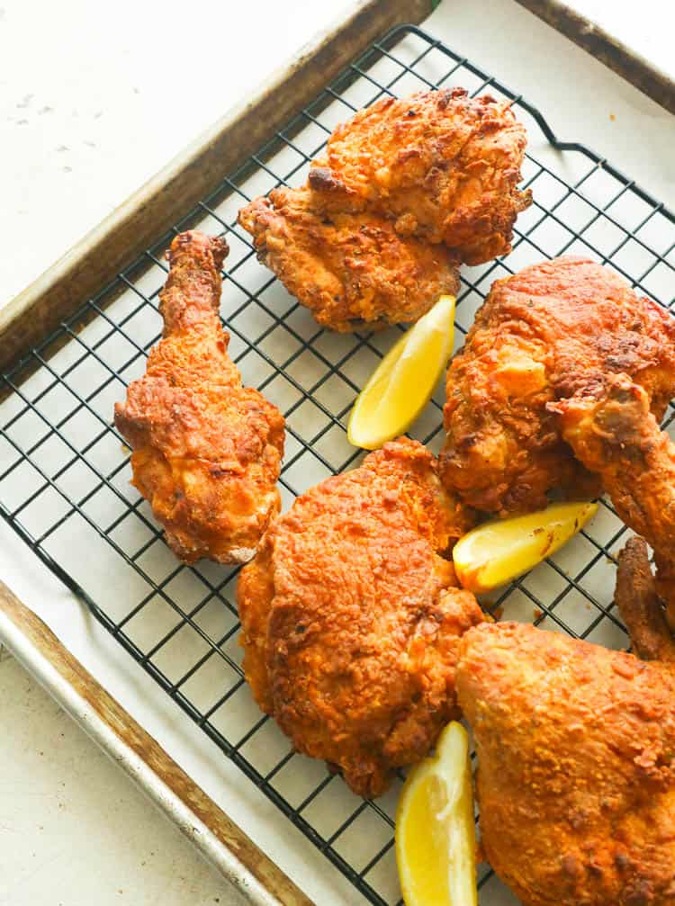 Air Fryer Southern Fried Chicken on a cooling rack