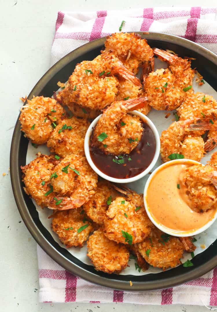 Air Fryer Coconut Shrimp with dips