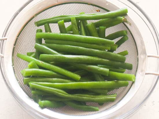 Haricots verts prêts à blanchir