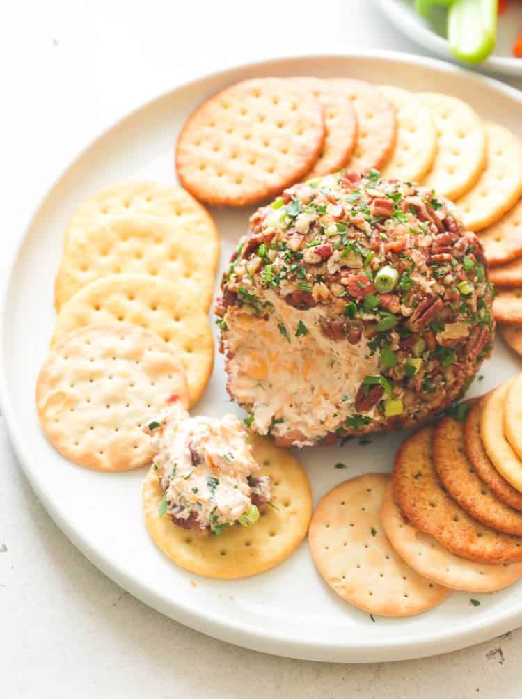 Cheese Ball Served with Some Crackers