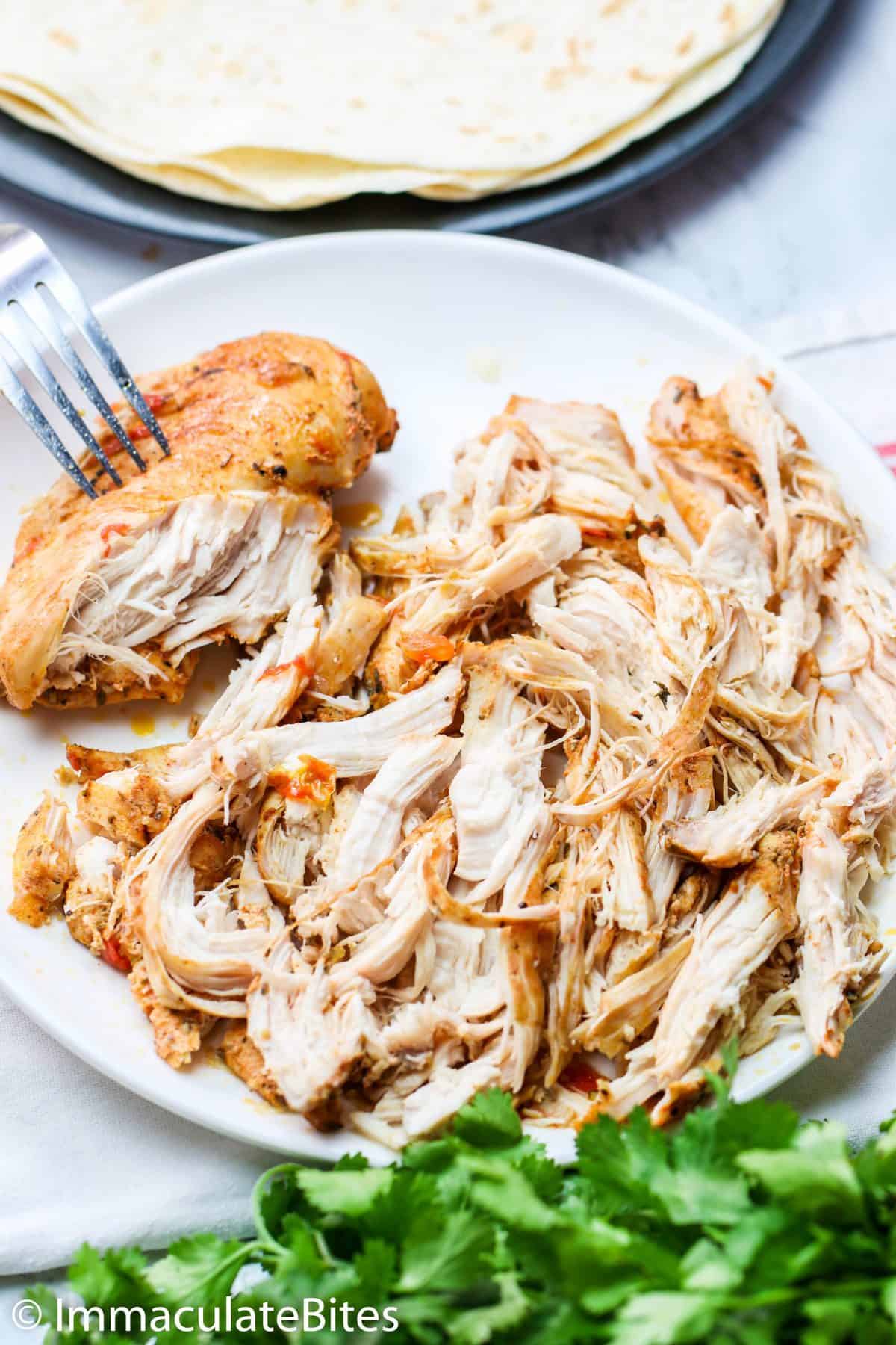 Shredded Chicken Using Fork