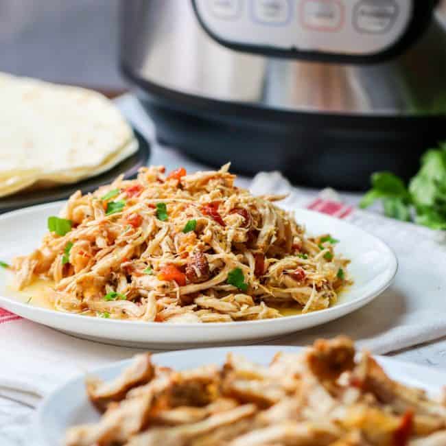 Instant Pot Shredded Chicken on a Plate