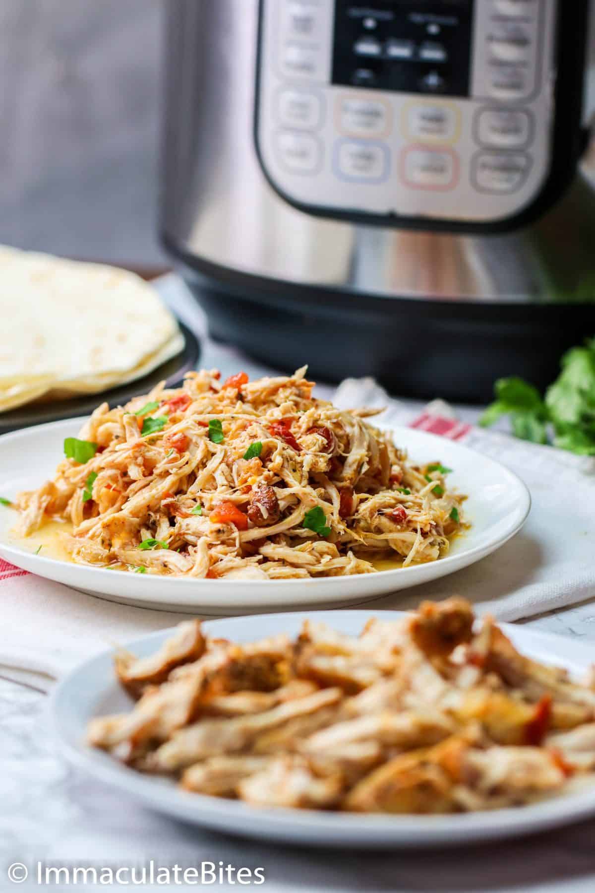 Instant Pot Shredded Chicken on a Plate