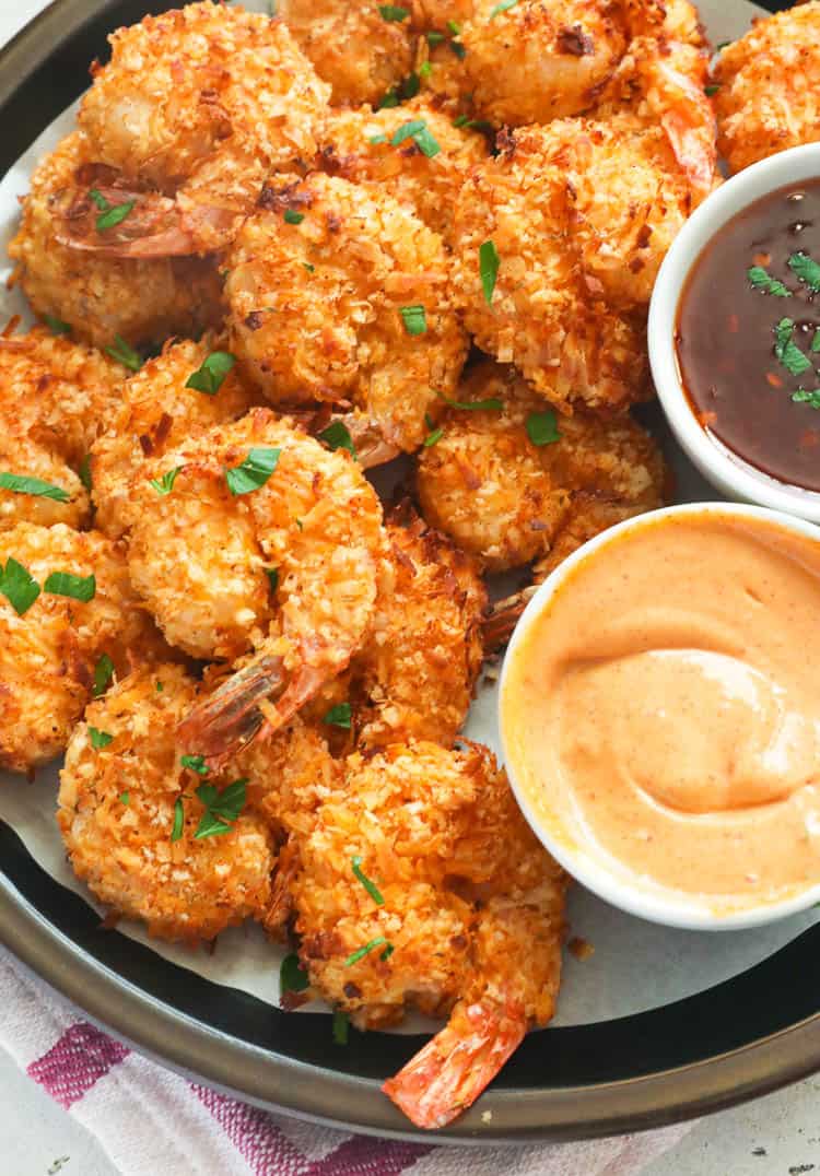Air Fryer Coconut Shrimp with dips