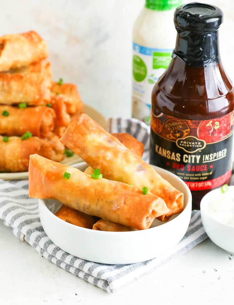 Air Fried Pork Egg Rolls with Kroger Bottled BBQ Sauce