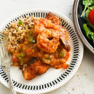 Blackened Catfish with Shrimp Sauce