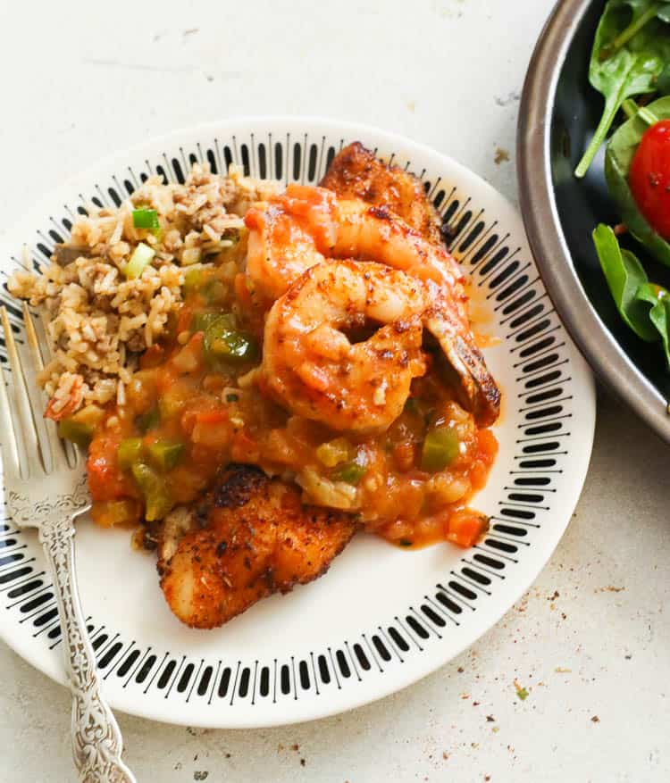 Blackened Catfish with Shrimp Sauce