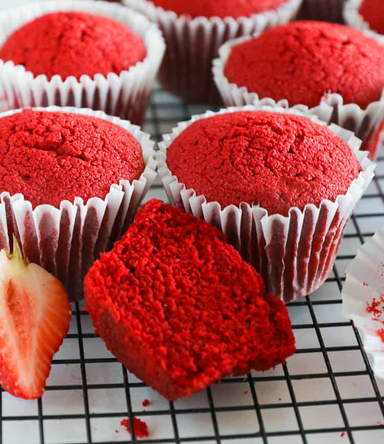 Sliced Red Velvet Cupcake