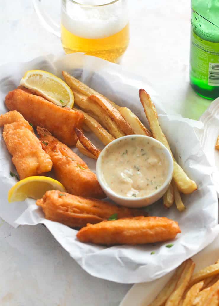 Fish and Chips with Tartar Sauce