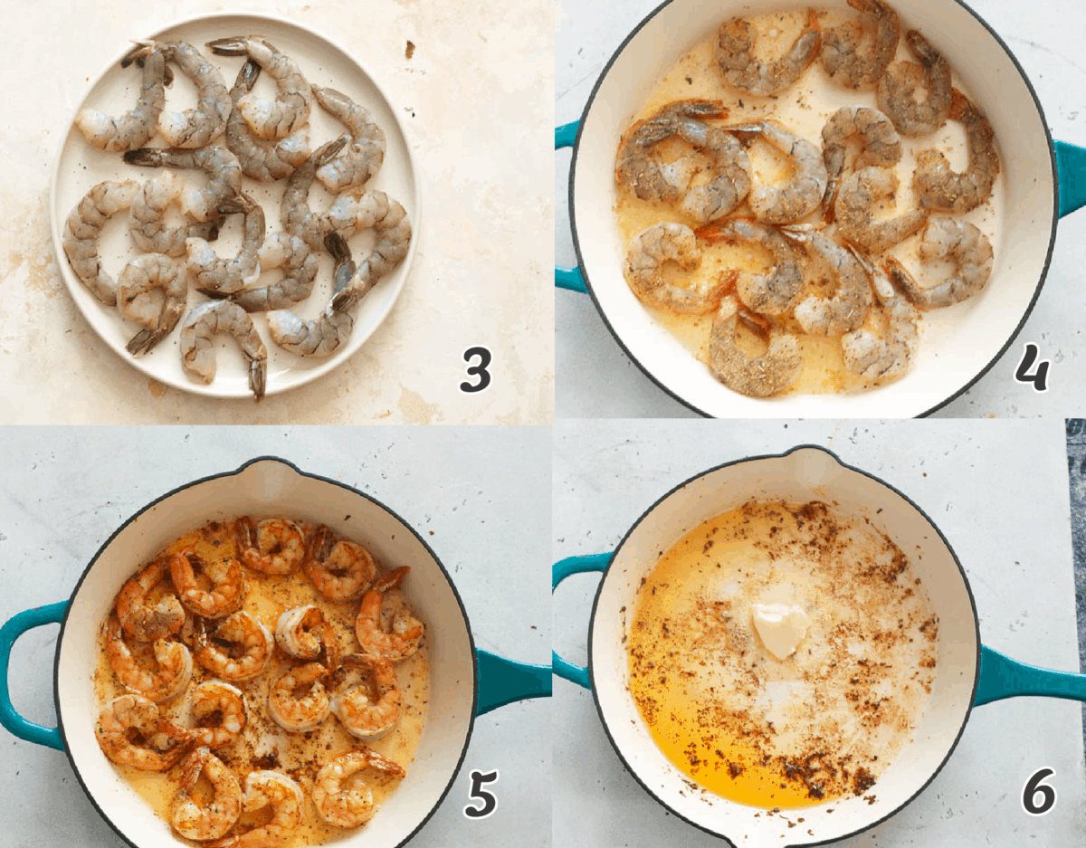 Preparing shrimps step by step