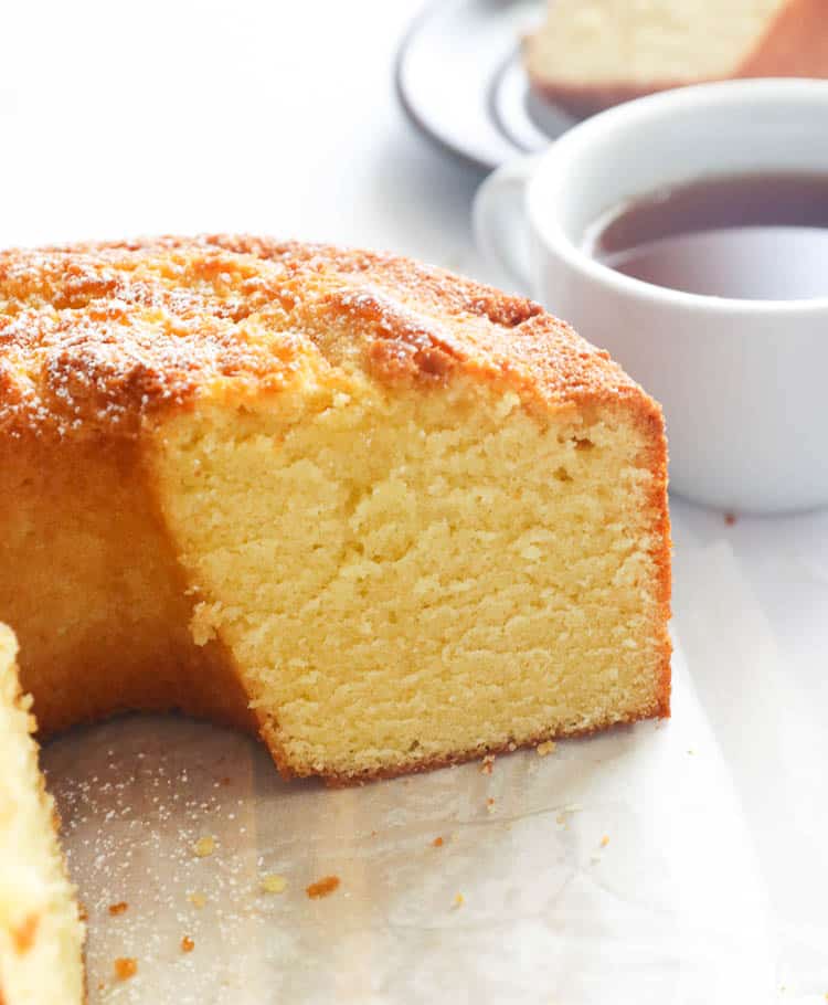 Sliced Pound Cake with Tea