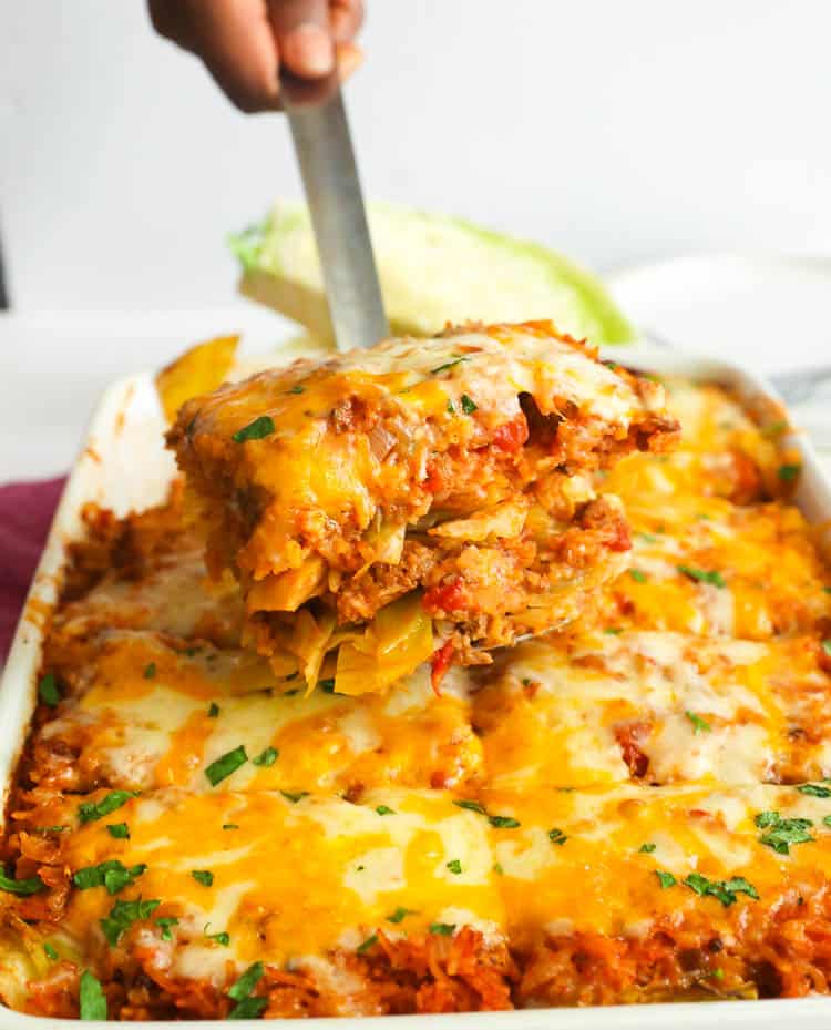 Serving up a cheesy cabbage roll casserole perfect for a side dish or one-pot meal