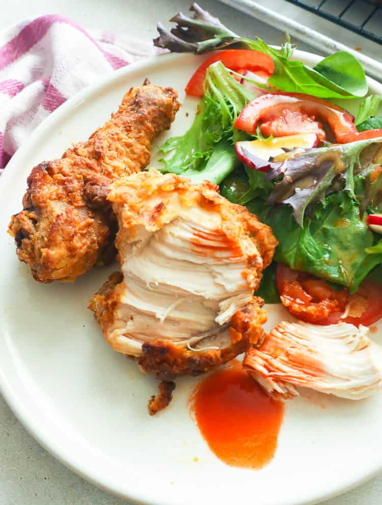 Air Fryer Southern Fried Chicken with Green Salad