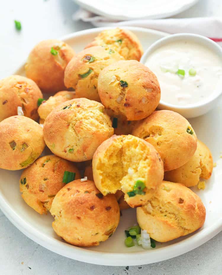 Air Fried Hush Puppies with a Dip